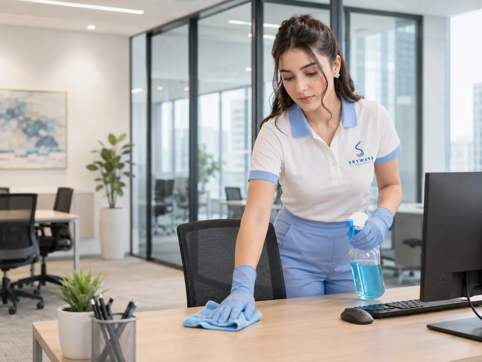 Skyways Cleaners professional providing office cleaning services in Calgary